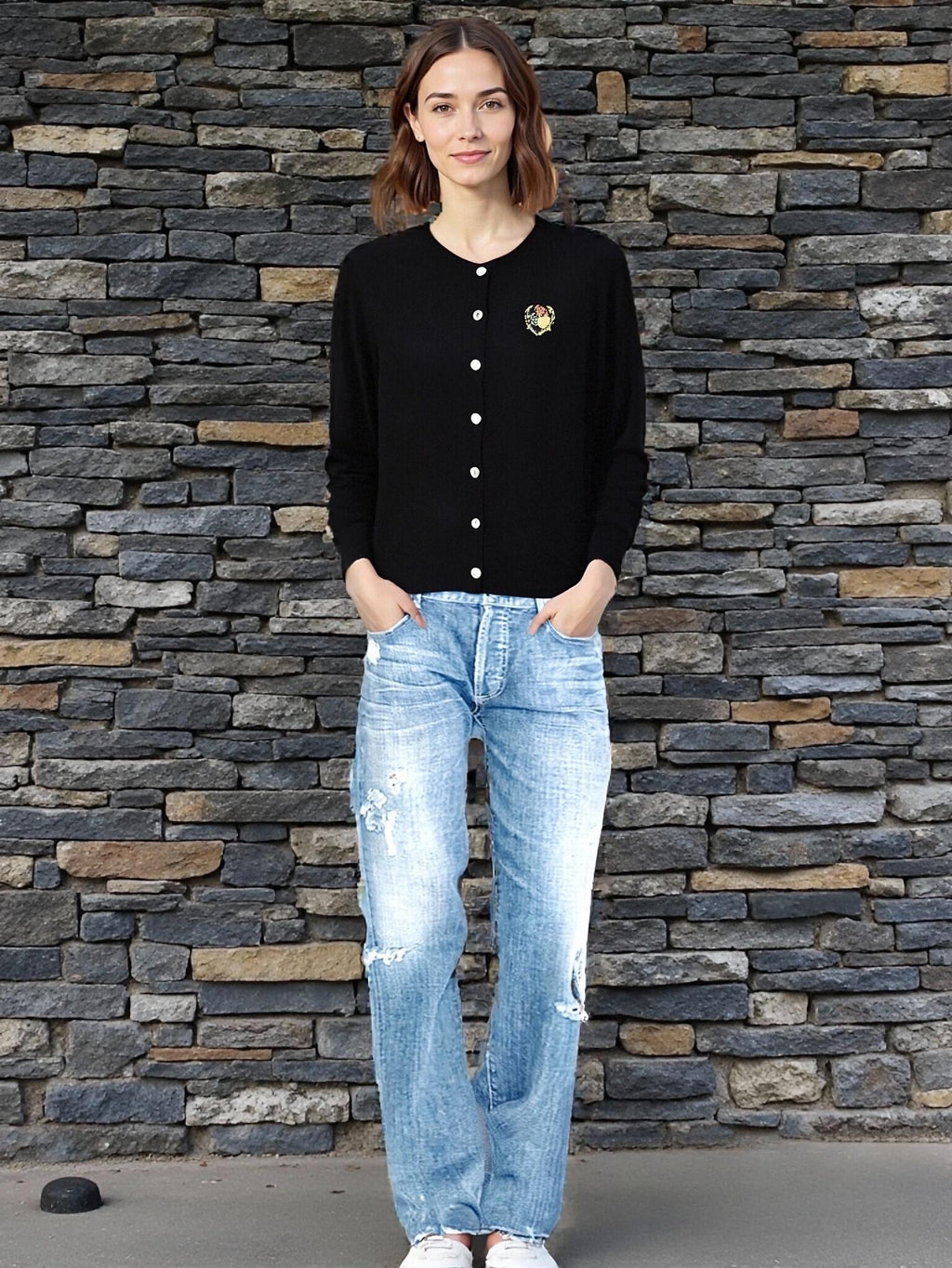 Women's Mid Waist Straight Leg Jeans – Stretchy Distressed Ripped Raw Hem | Washed Vintage Denim, Ankle/Long Length With Pockets, Zipper/Button Fly